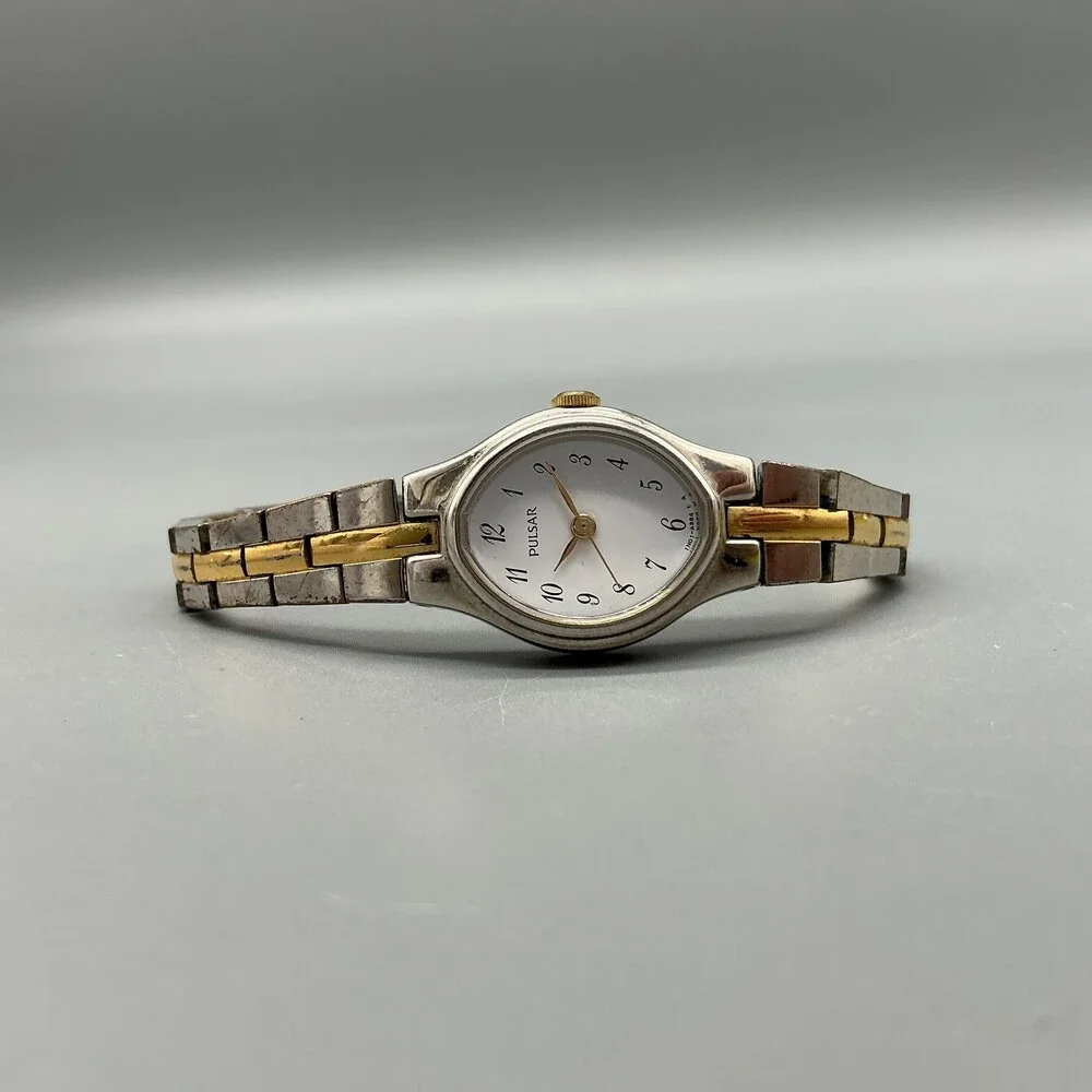 Pulsar 1N01-X098 Womens Watch 17mm Two Tone Bracelet New Battery 5.75